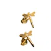 Cervin Blanc Women's Diamond Earrings Dragonfly Studs Yellow Gold Screwbacks  In Gold