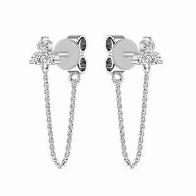 Cervin Blanc Women's Diamond Earrings In White Gold Trilogy Chain Wrap Around Drop