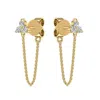 Cervin Blanc Women's Diamond Earrings In Yellow Gold Trilogy Chain Wrap Around Drop In Gold