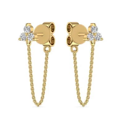 Cervin Blanc Women's Diamond Earrings In Yellow Gold Trilogy Chain Wrap Around Drop