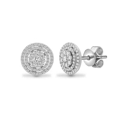 Cervin Blanc Women's Diamond Earrings Round Cluster One Carat In White Gold