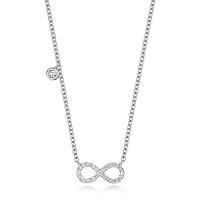 Cervin Blanc Women's Diamond Infinity Solitaire Charm Necklace In White Gold