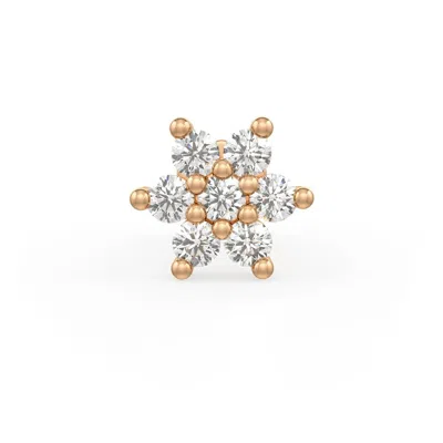 Cervin Blanc Women's Diamond Nose Pin Stud In 18ct Rose Gold Daisy Flower 0.06ct Screwback Flat Back Piercing