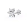 Cervin Blanc Women's Diamond Nose Pin Stud In White Gold Daisy Flower Screwback Flat Back Piercing. In White