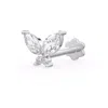 Cervin Blanc Women's Diamond Nose Pin Stud In White Gold Marquise Cut Butterfly Screwback Flat Back Piercing In White