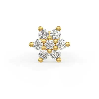 Cervin Blanc Women's Diamond Nose Pin Stud In Yellow Gold Daisy Flower Screwback Flat Back Piercing