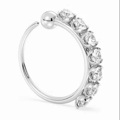 Cervin Blanc Women's Diamond Nose Ring In 18ct White Gold 0.28ct Piercing Clicker Eternity Hoop