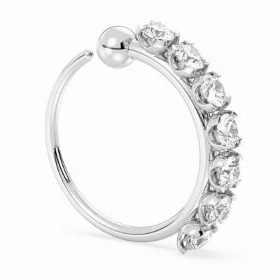 Cervin Blanc Women's Diamond Nose Ring In White Gold Piercing Clicker Eternity Hoop