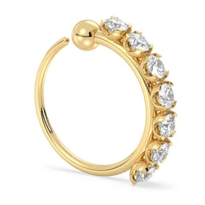 Cervin Blanc Women's Diamond Nose Ring In Yellow Gold Piercing Clicker Eternity Hoop..