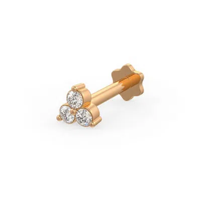 Cervin Blanc Women's Diamond Nose Stud In Rose Gold Trilogy With Screwbacks Nose Pin Piercing