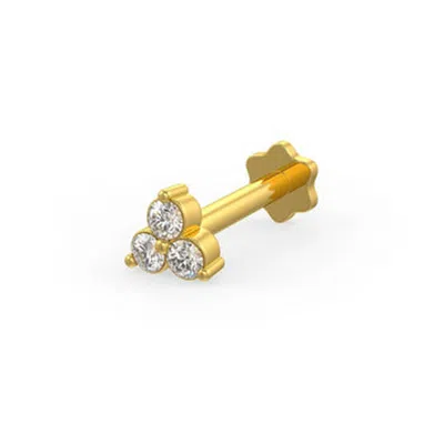 Cervin Blanc Women's Diamond Nose Stud In Yellow Gold Trilogy With Screwbacks Nose Pin Piercing