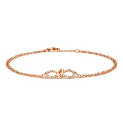 Cervin Blanc Women's Diamond Ribbon Bow Bracelet In Rose Gold Chain