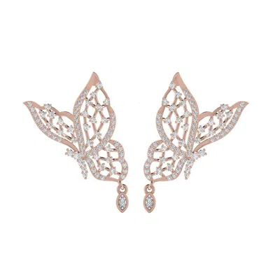 Cervin Blanc Women's Gold Butterfly Diamond Earrings Half Carat