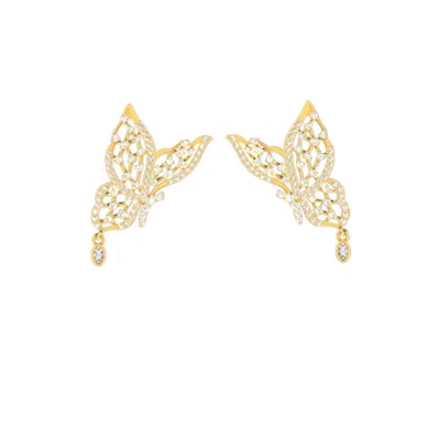 Cervin Blanc Women's Gold Butterfly Diamond-earrings Half Carat In Burgundy