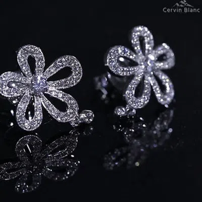Cervin Blanc Women's Gold Diamond Plumeria Flower-studs