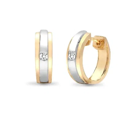 Cervin Blanc Women's Gold / White White And Yellow Gold Diamond Huggie Earrings In Multi