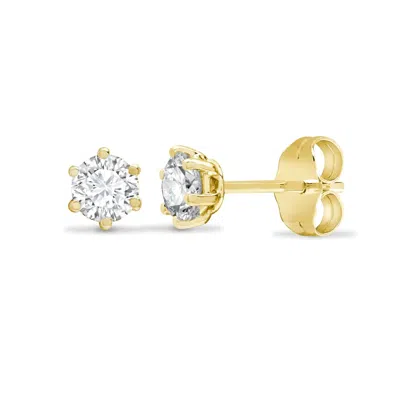 Cervin Blanc Women's Gold / White Yellow Gold Solitaire Diamond Earrings Studs Half Carat J I In Multi
