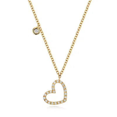 Cervin Blanc Women's Gold / Yellow Yellow Gold Diamond Heart Necklace.