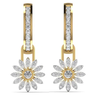 Cervin Blanc Women's Gold / Yellow Yellow Gold Diamond Hoops With Removable Charm. Flora Daisy Earrings