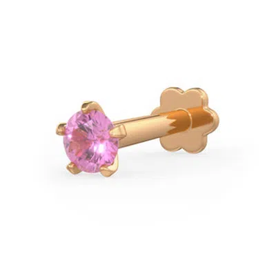 Cervin Blanc Women's Pink Sapphire Nose Piercing Pin In Rose Gold Screwbacks Gemstones Stud