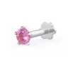 Cervin Blanc Women's Pink Sapphire Nose Piercing Pin In White Gold Screwbacks Gemstones Stud In White