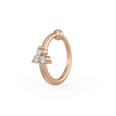 Cervin Blanc Women's Rose Gold Diamond Nose Hoop Ring Nasal Piercing Clicker Trilogy