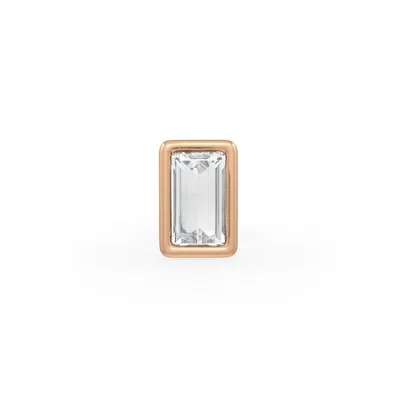 Cervin Blanc Women's Rose Gold Diamond Nose Stud Baguette Cut Solitaire Nose Pin With Screwback