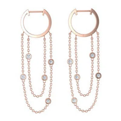 Cervin Blanc Women's Rose Gold Double Chain Eternity Hoop Earrings