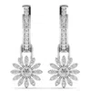 Cervin Blanc Women's Silver White Gold Diamond Hoops With Removable Charm. Flora Daisy Earrings In Silver