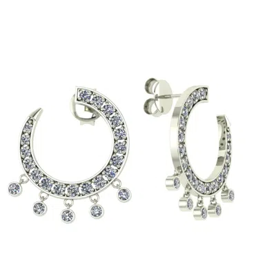 Cervin Blanc Women's Silver / White White Gold Curve Diamond Earrings - Front To Back In Multi
