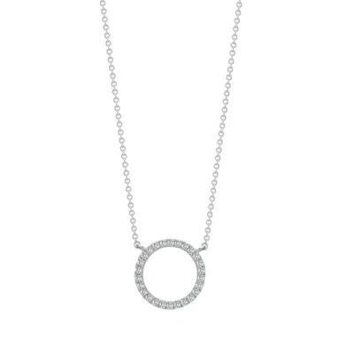 Cervin Blanc Women's Silver / White White Gold Diamond Circle Pendant Necklace With Chain In Multi