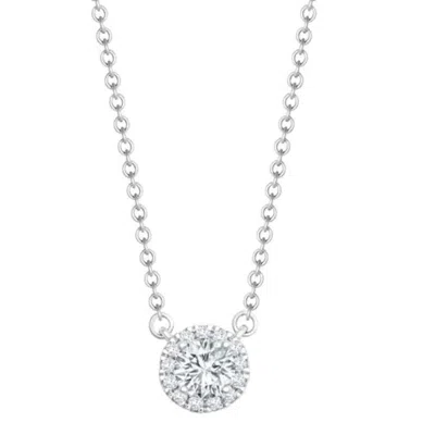 Cervin Blanc Women's Silver / White White Gold Diamond Halo Pendant Necklace With Chain Extender In Multi