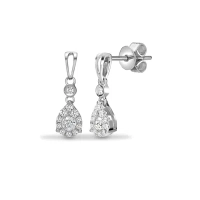 Cervin Blanc Women's Silver / White White Gold Diamond Pear Shape Drop Earrings In Multi