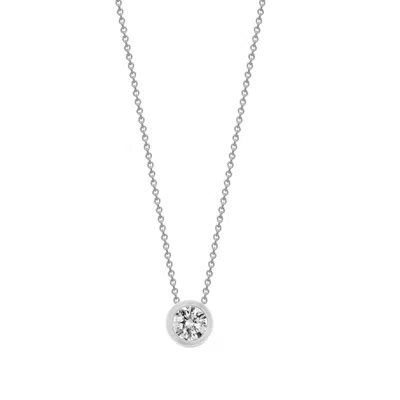 Cervin Blanc Women's Silver / White White Gold Solitaire Diamond Necklace Bezel Set In Multi