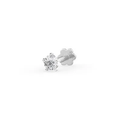Cervin Blanc Women's Solitaire Diamond Nose Piercing White Gold Stud Pin Screwback