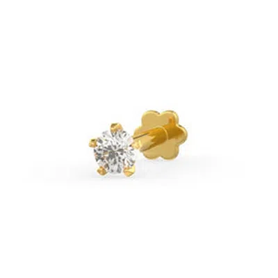 Cervin Blanc Women's Solitaire Diamond Nose Piercing Yellow Gold Stud Pin Screwback