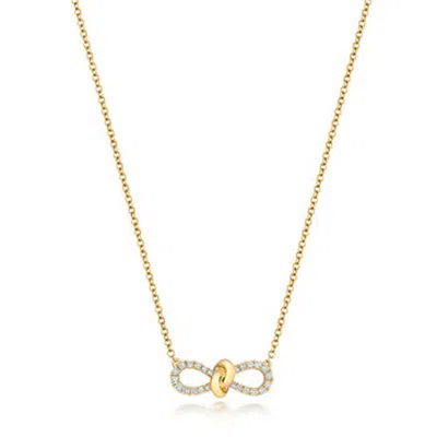Cervin Blanc Women's White Diamond Bow Necklace In Yellow Gold