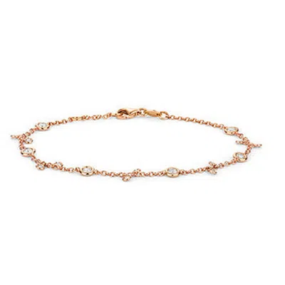 Cervin Blanc Women's White Diamond Bracelet Bezel And Charms Station Chain In 18ct Rose Gold