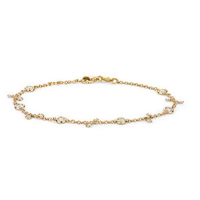 Cervin Blanc Women's White Diamond Bracelet Bezel And Charms Station Chain In Gold
