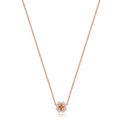 Cervin Blanc Women's White Diamond Clover Necklace In Rose Gold.