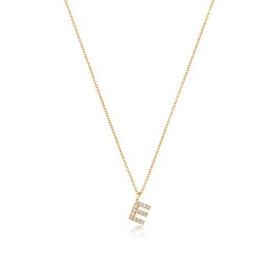Cervin Blanc Women's White Diamond Initial E Necklace In Gold