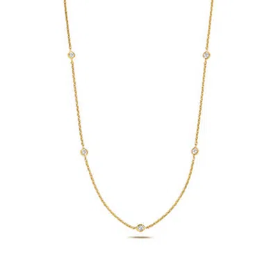 Cervin Blanc Women's White Diamond Necklace Station Chain In 18ct Yellow Gold
