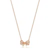Cervin Blanc Women's White Diamond Ribbon Bow Necklace In Rose Gold In White