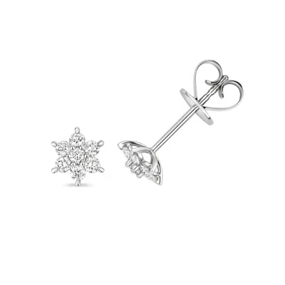 Cervin Blanc Women's White / Gold Diamond Cluster Studs In White Gold In Multi