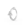 Cervin Blanc Women's White Gold Diamond Nose Hoop Ring Nasal Piercing Clicker Trilogy In White