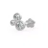 Cervin Blanc Women's White Gold Diamond Nose Pin Bubble Stud With Screwback Nostril Piercing In White