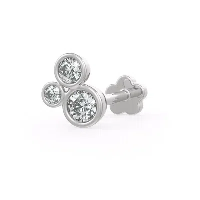Cervin Blanc Women's White Gold Diamond Nose Pin Bubble Stud With Screwback Nostril Piercing