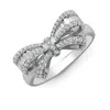 Cervin Blanc Women's White Gold Diamond Rbc & Baguette Bow Ring In White