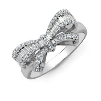 Cervin Blanc Women's White Gold Diamond Rbc & Baguette Bow Ring