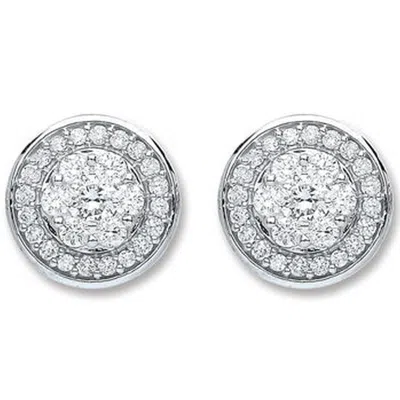 Cervin Blanc Women's White Gold Diamond Stud Earrings